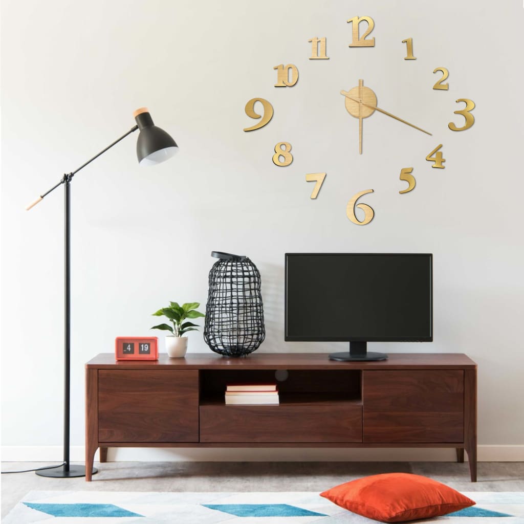 325151 vidaXL 3D Wall Clock Modern Design Gold 100 cm XXL