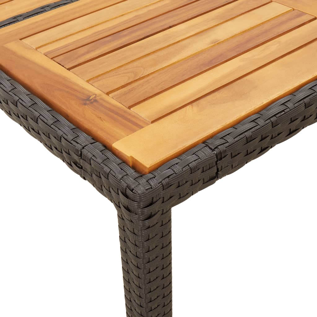 vidaXL Vrtni stol s pločom od drva bagrema crni 190x90x75cm poliratana