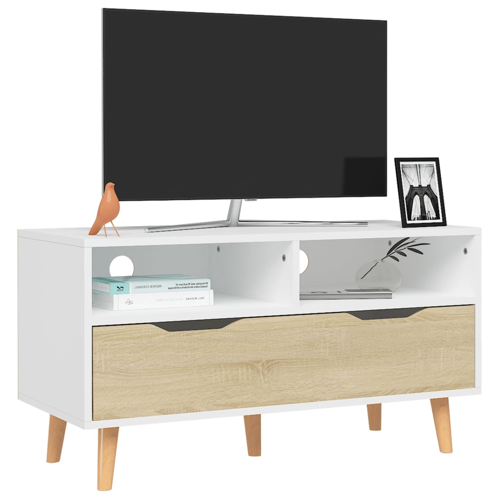 vidaXL TV ormarić bijeli i boja hrasta 90x40x48,5 cm konstruirano drvo