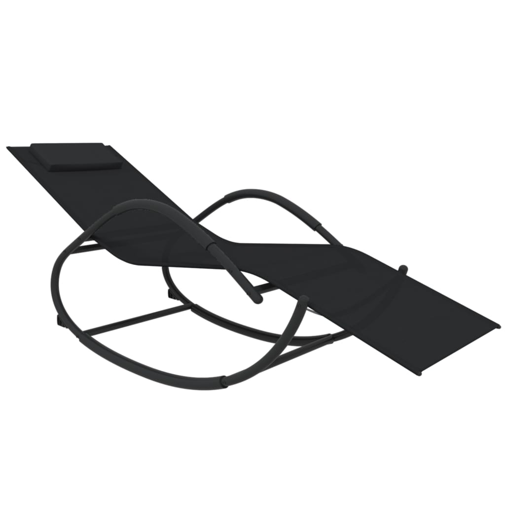 vidaXL Ljuljajuća ležaljka za sunčanje od čelika i tekstilena crna