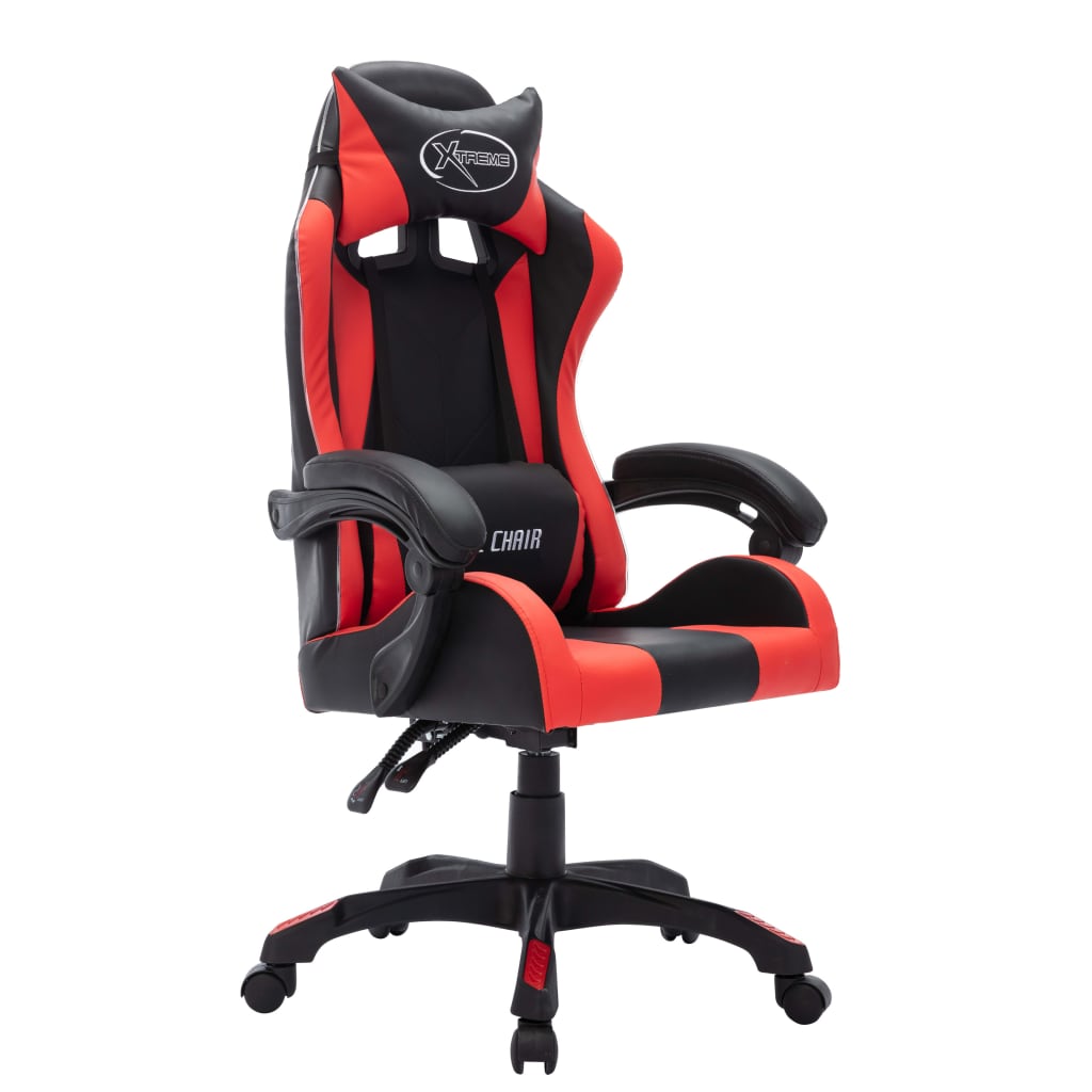 vidaXL Igraća stolica s RGB LED svjetlima crveno-crna od umjetne kože