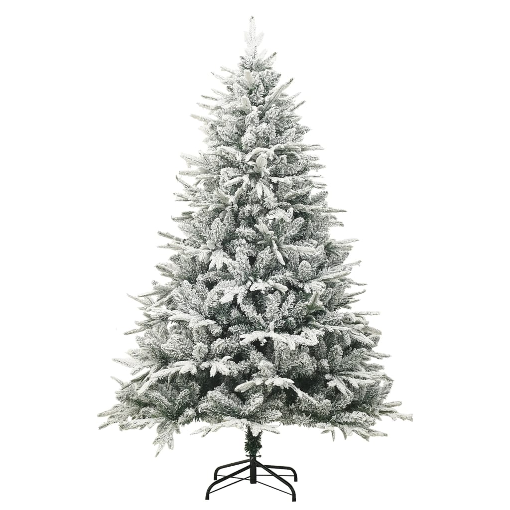 vidaXL Umjetno božićno drvce LED s kuglicama i snijegom 150 cm PVC/PE