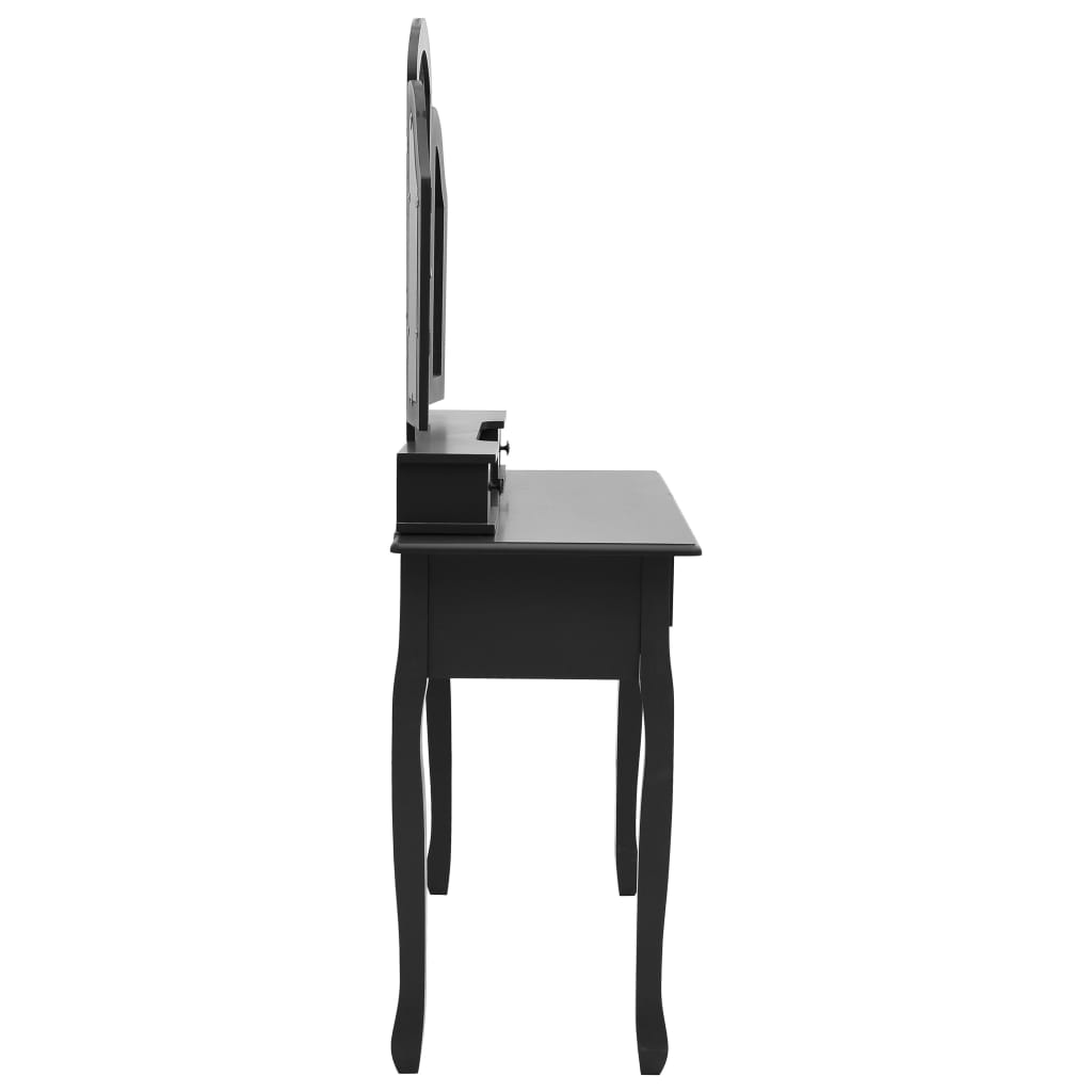 vidaXL Toaletni stolić sa stolcem crni 100x40x146 cm drvo paulovnije