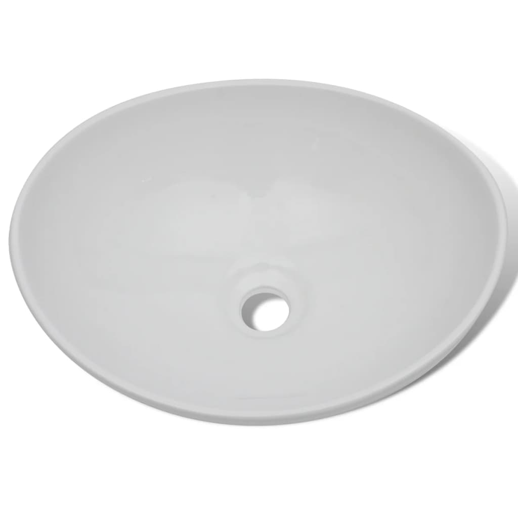 vidaXL Umivaonik s miješalicom keramički ovalni bijeli