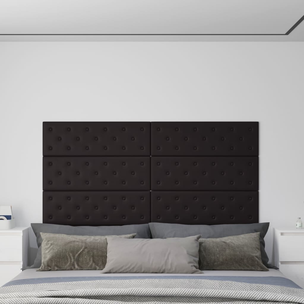 vidaXL Zidne ploče 12 kom Crna 90 x 30 cm umjetna koža 3,24 m²