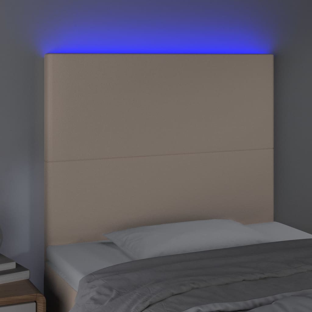 vidaXL LED uzglavlje boja cappuccina 90x5x118/128 cm od umjetne kože