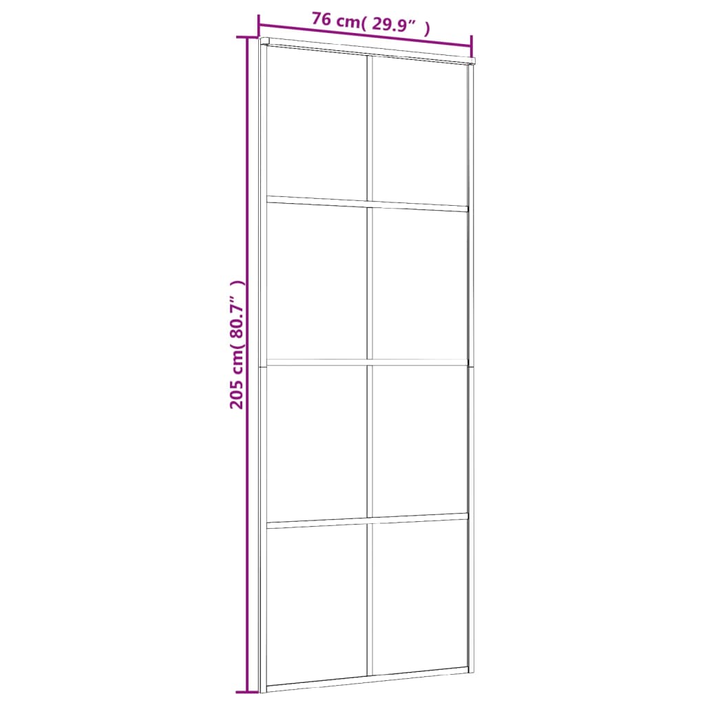 vidaXL Klizna vrata crna 76 x 205 cm od stakla ESG i aluminija