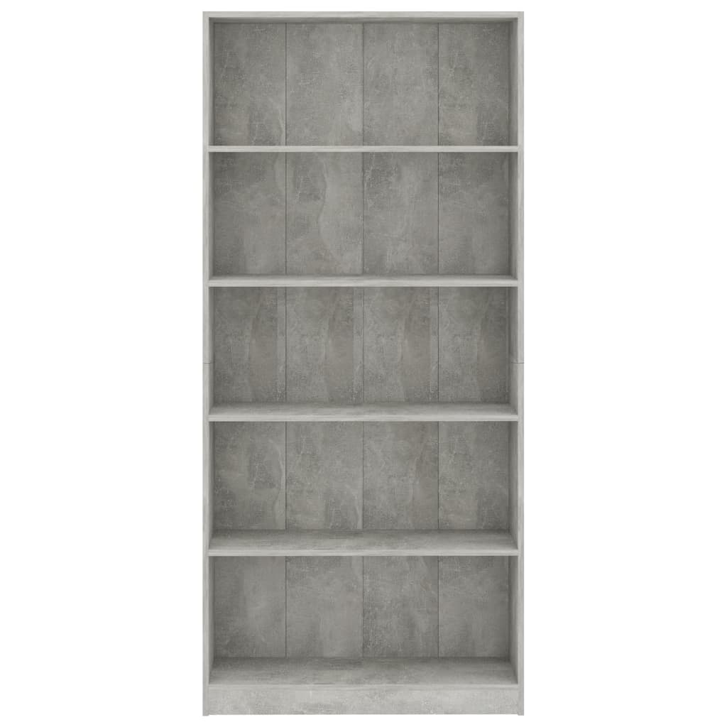 vidaXL Ormarić za knjige s 5 razina boja betona 80x24x175 cm drveni