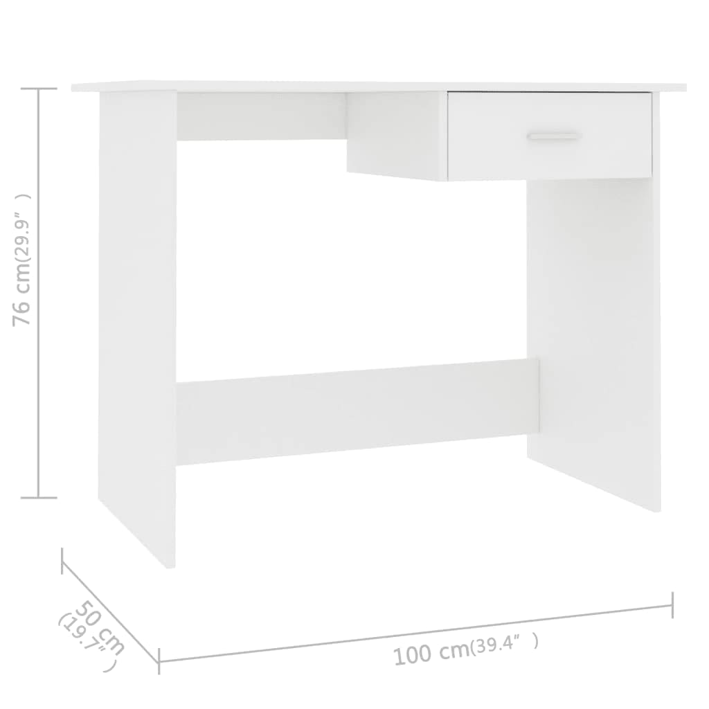 vidaXL Radni stol bijeli 100 x 50 x 76 cm od iverice