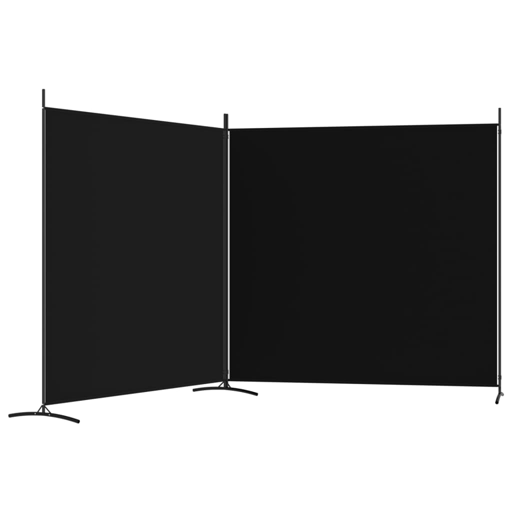 vidaXL Sobna pregrada s 2 panela crna 348 x 180 cm od tkanine