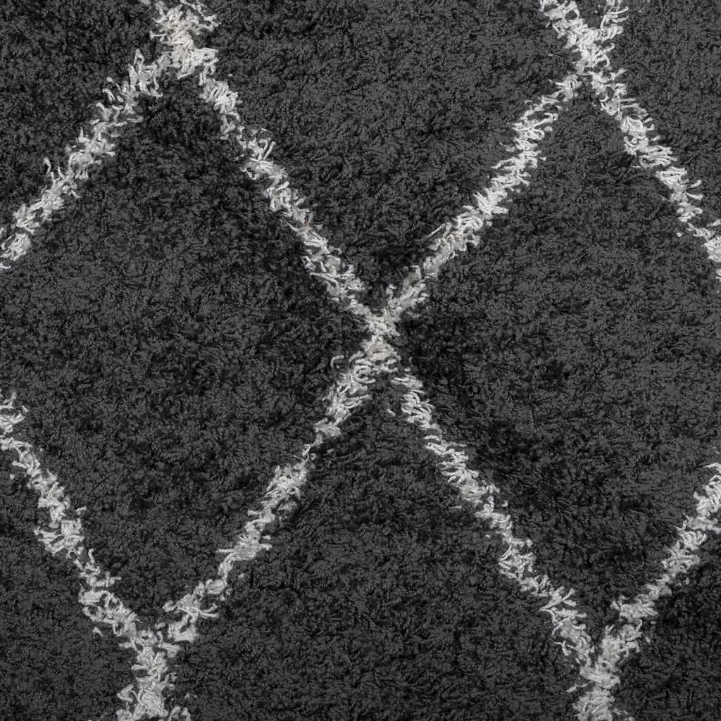 vidaXL Čupavi tepih PAMPLONA s visokim vlaknima crni-krem 60 x 110 cm