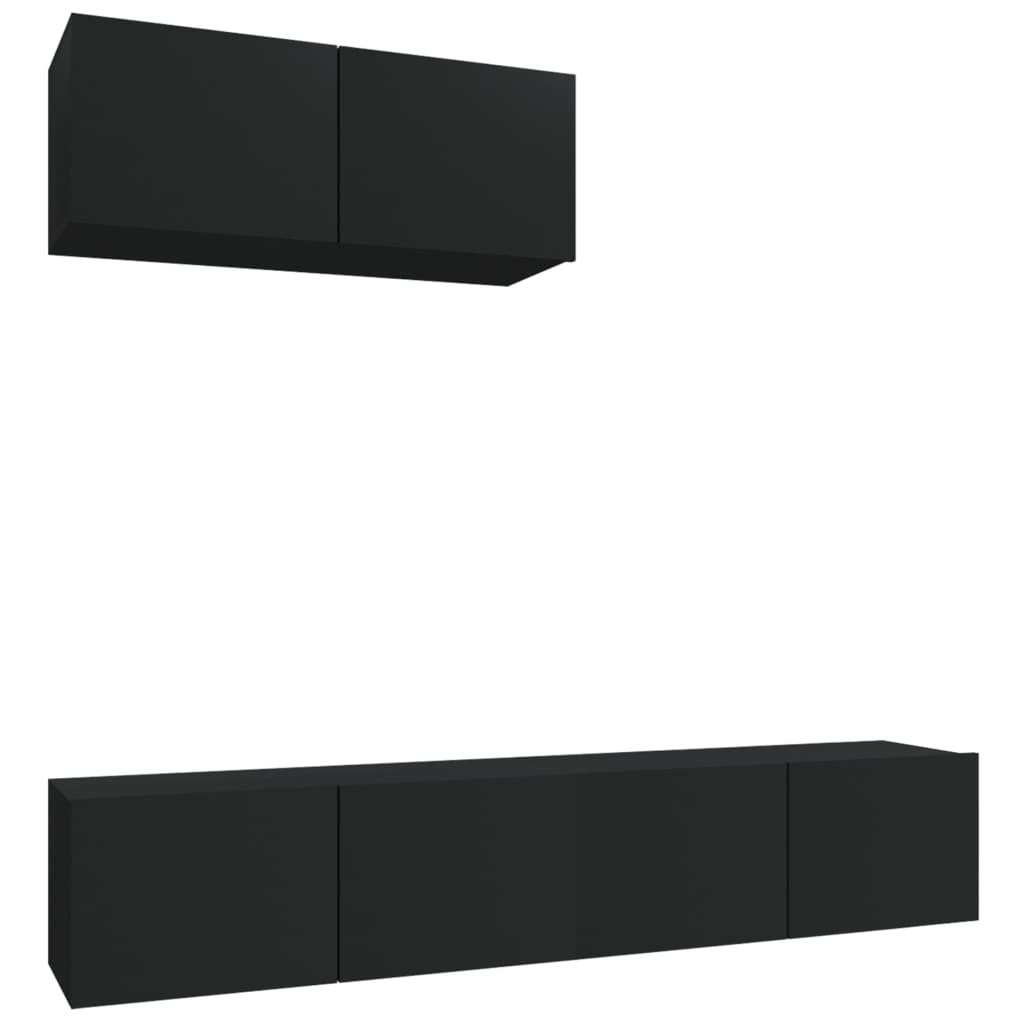 vidaXL 3-dijelni set TV ormarića crni od konstruiranog drva