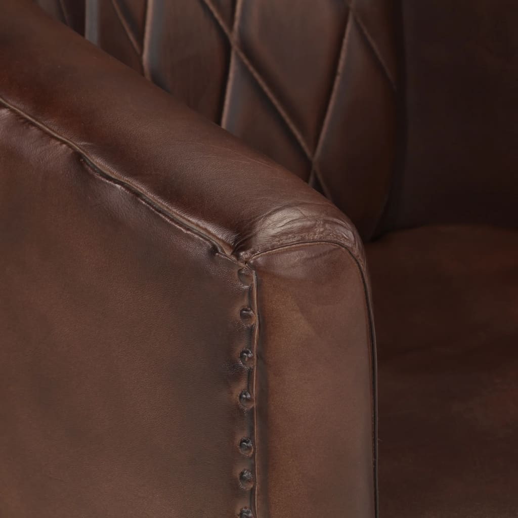 vidaXL Tub fotelja od prave kože svijetlo smeđa