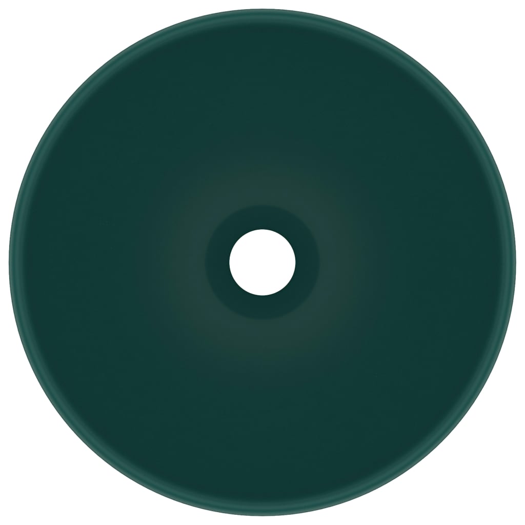 vidaXL Luksuzni okrugli umivaonik mat tamnozeleni 32,5x14 cm keramički