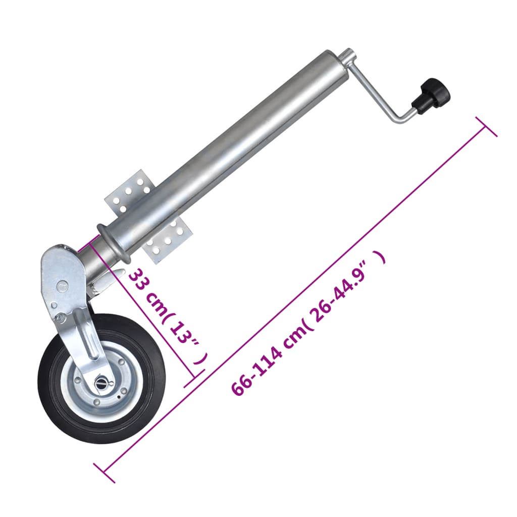 vidaXL Sklopivi potporni kotač 60 mm s 2 potporne cijevi i 2 stezaljke
