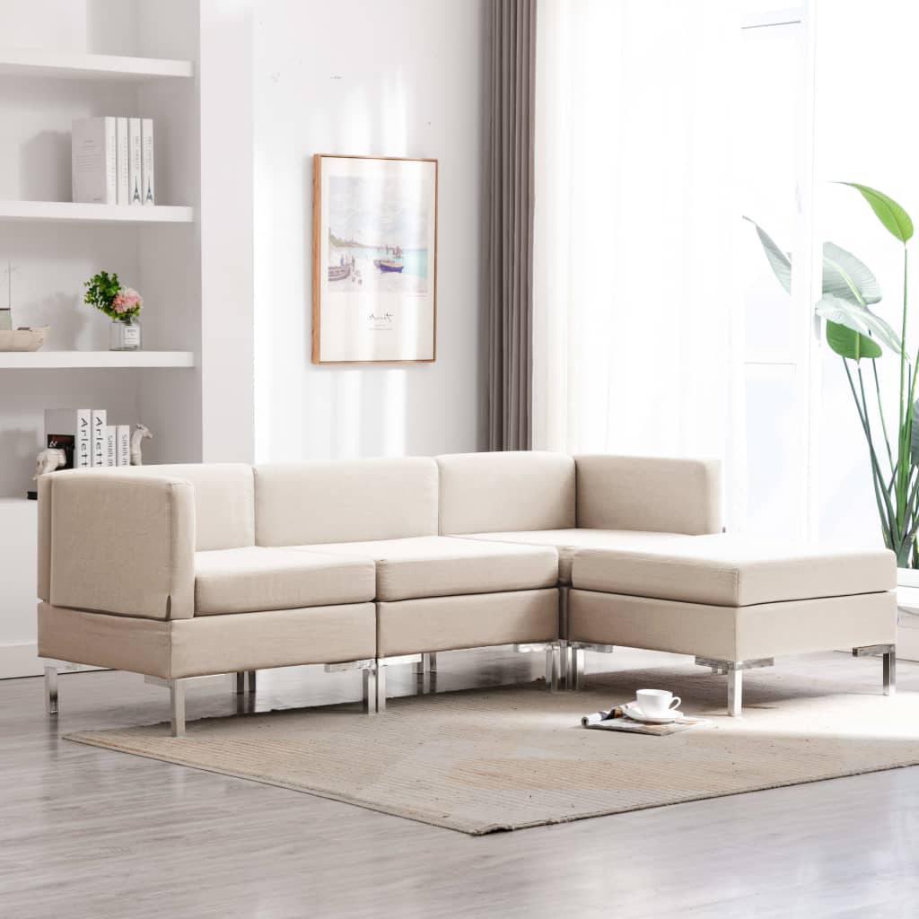 vidaXL 4-dijelni set sofa od tkanine krem