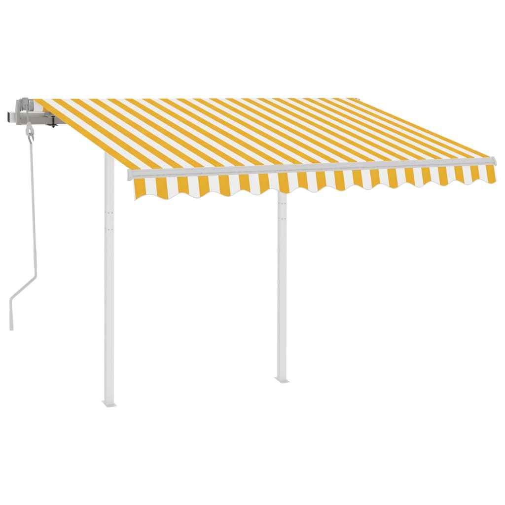 vidaXL Tenda na ručno uvlačenje sa stupovima 3 x 2,5 m žuto-bijela