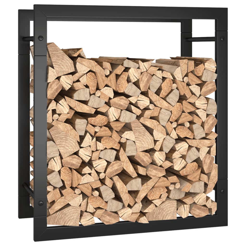 vidaXL Stalak za drva za ogrjev mat crni 50x28x56 cm čelični