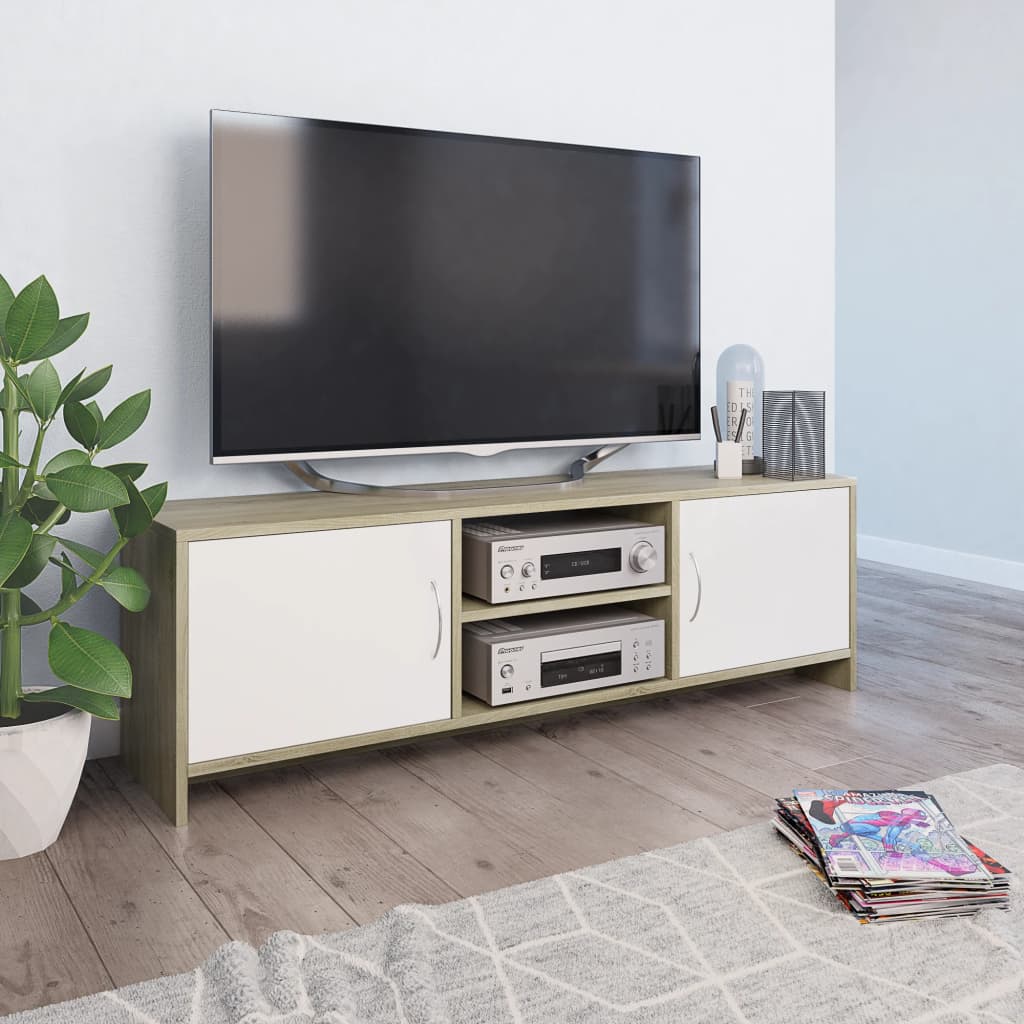 vidaXL TV ormarić od iverice bijeli i boja hrasta 120 x 30 x 37,5 cm
