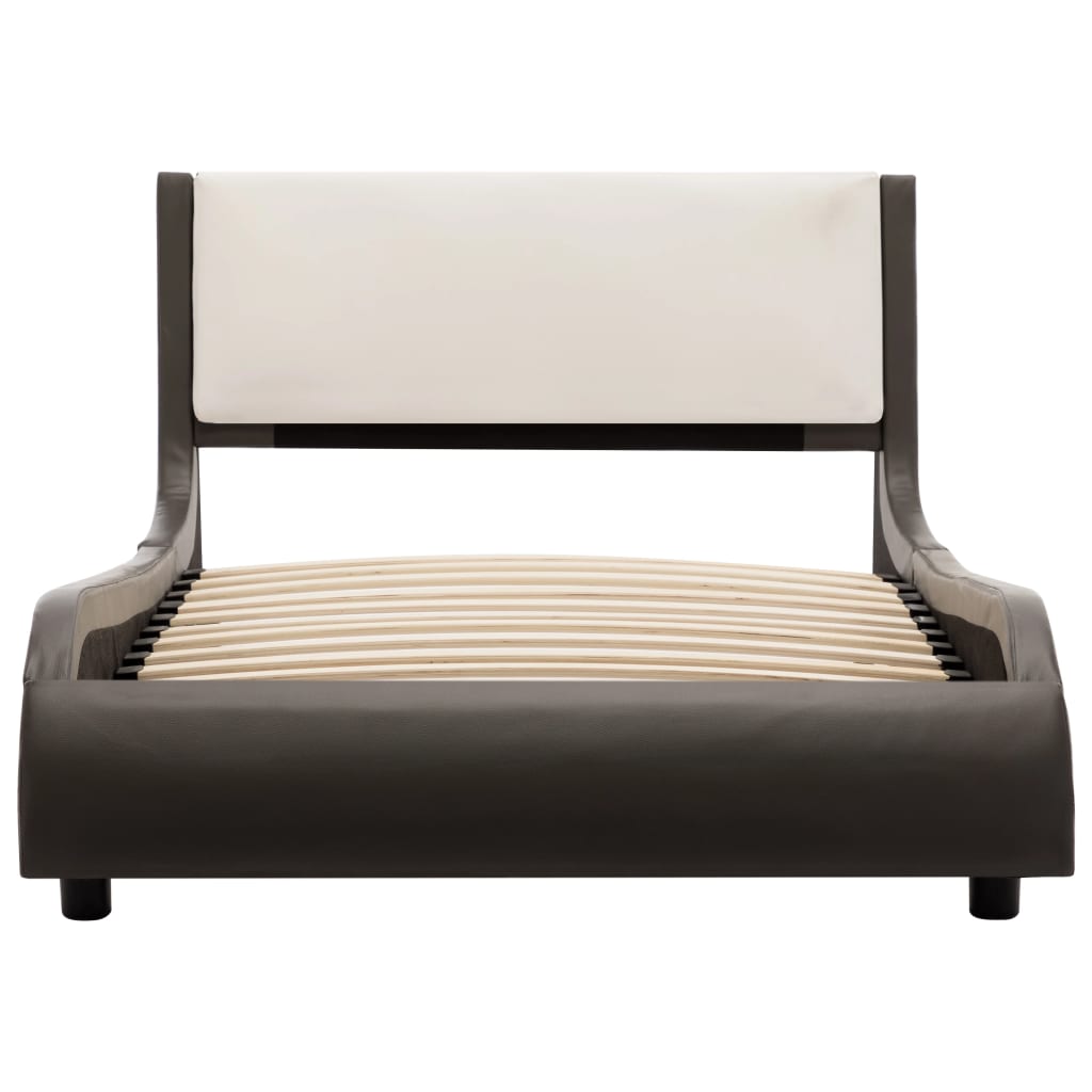 vidaXL Okvir za krevet od umjetne kože LED sivo-bijeli 90 x 200 cm