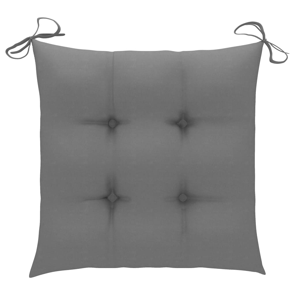 vidaXL Vrtne stolice sa sivim jastucima 3 kom od masivne tikovine