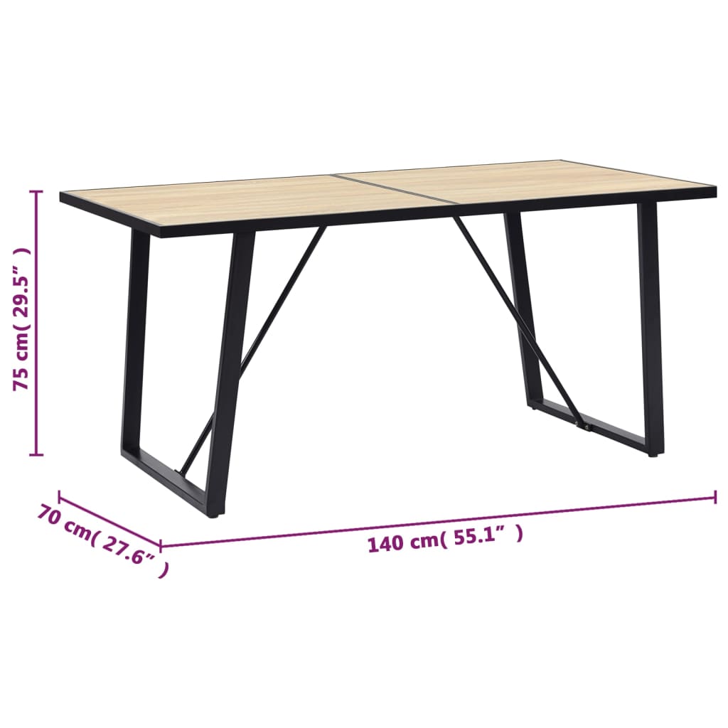 vidaXL Blagovaonski stol boja hrasta 140 x 70 x 75 cm MDF