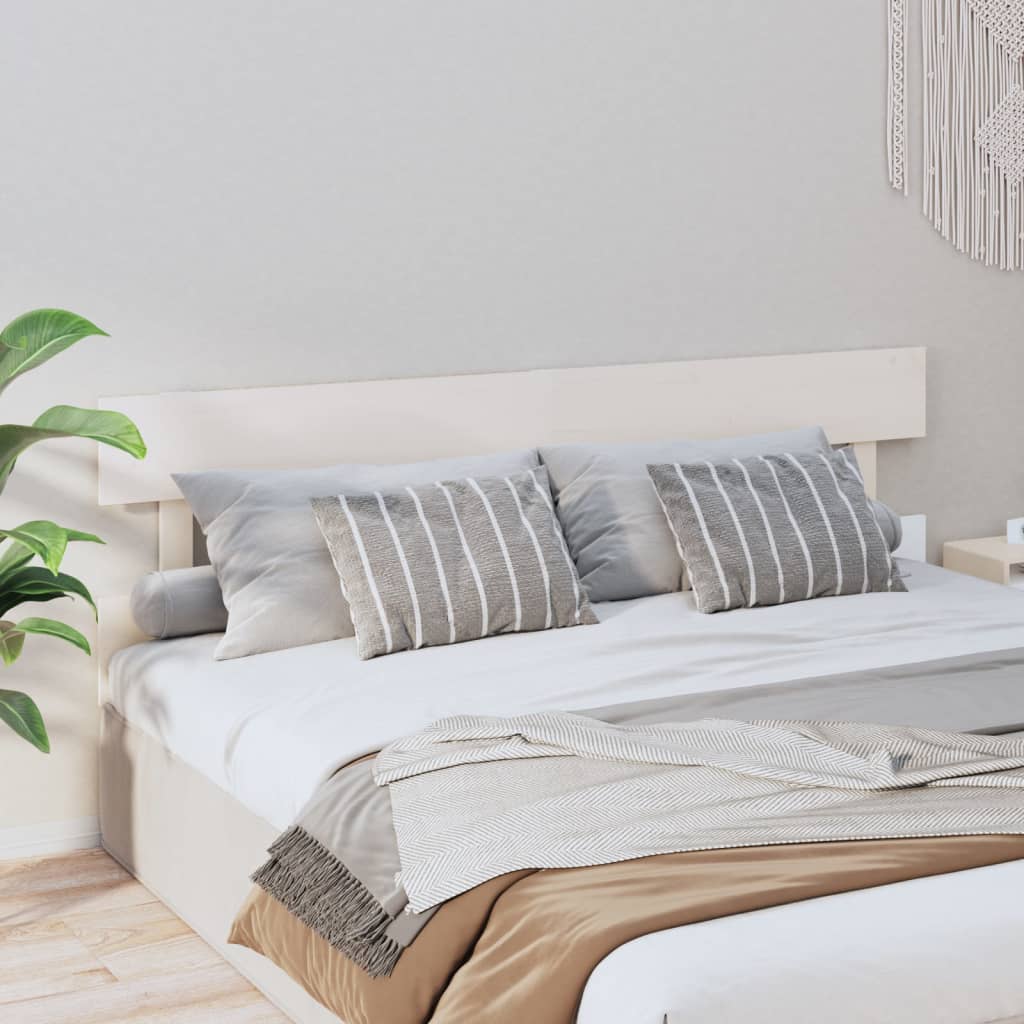 vidaXL Uzglavlje za krevet bijelo 204 x 3 x 81 cm od masivne borovine