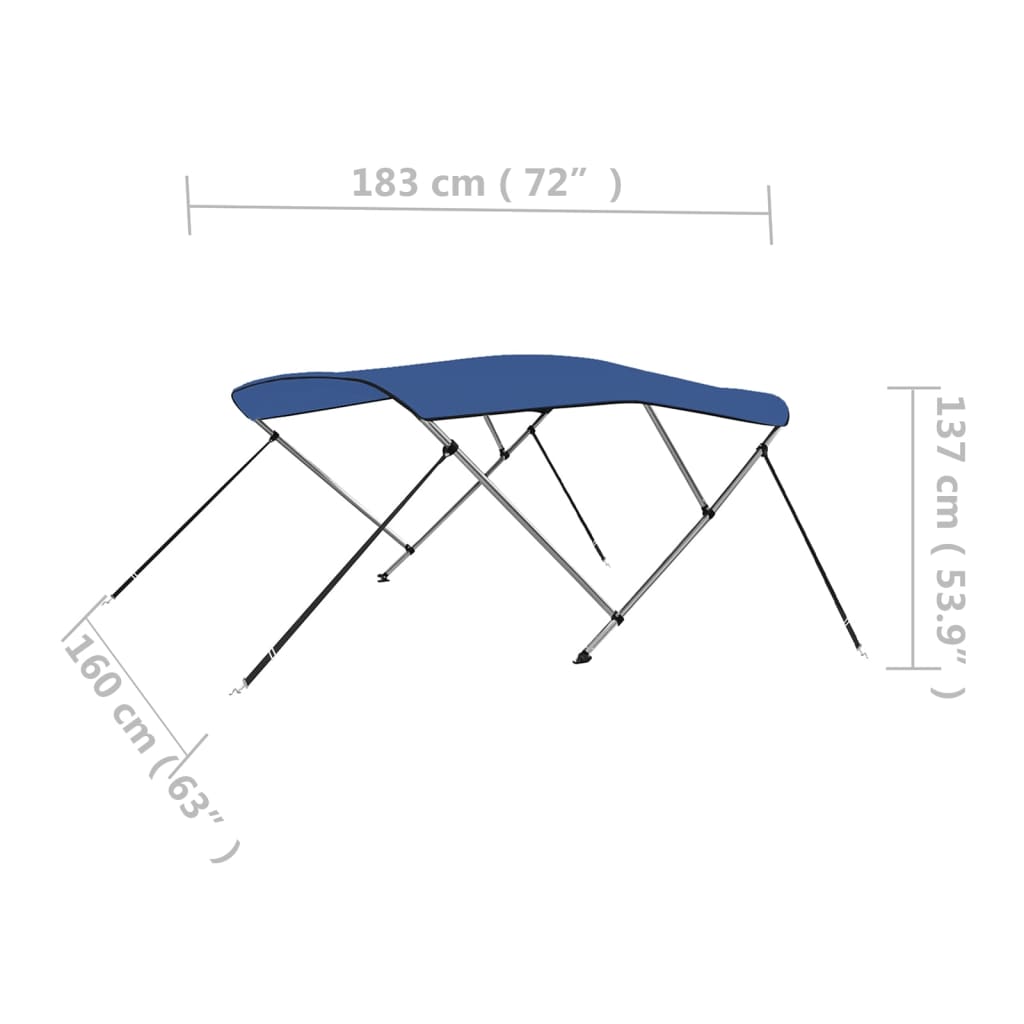 vidaXL Tenda bimini s 3 luka plava 183 x 160 x 137 cm