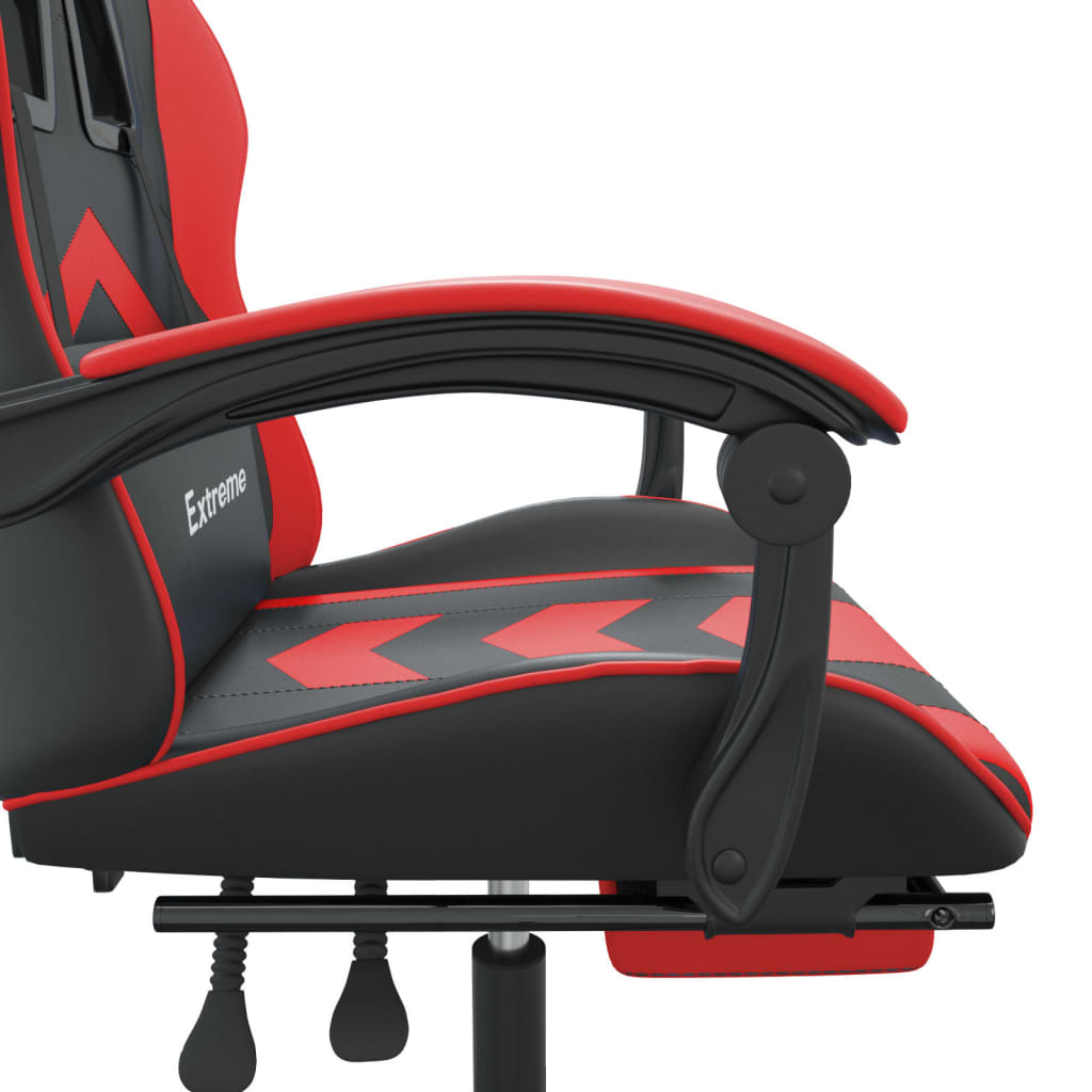 vidaXL Okretna igraća stolica s osloncem crno-crvena od umjetne kože
