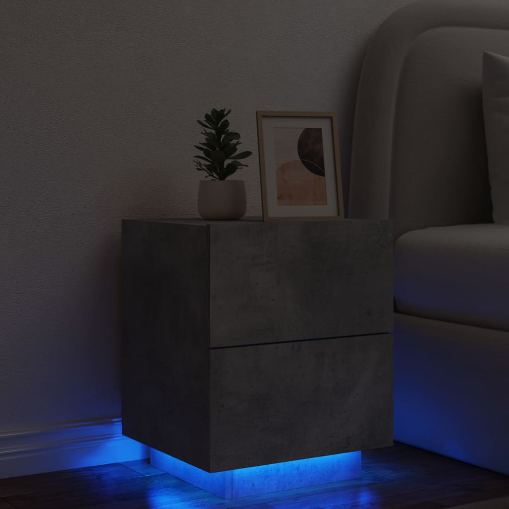 vidaXL Noćni ormarić s LED svjetlima siva boja betona