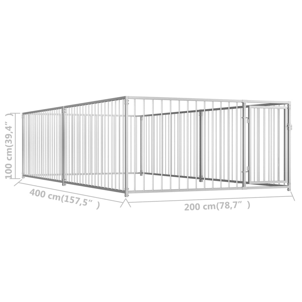 vidaXL Vanjski kavez za pse 200 x 400 x 100 cm
