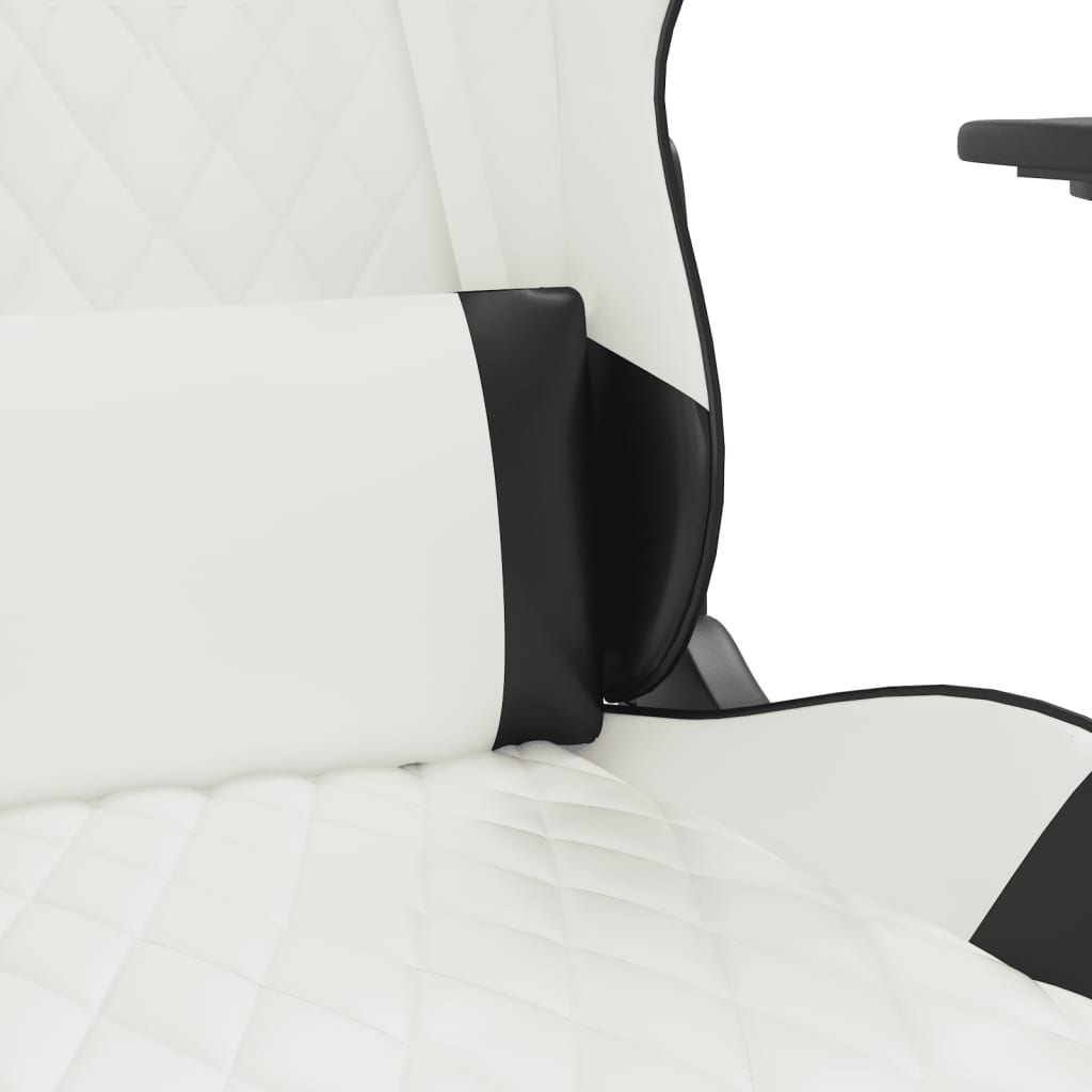 vidaXL Igraća stolica od umjetne kože s osloncem za noge Bijela i crna