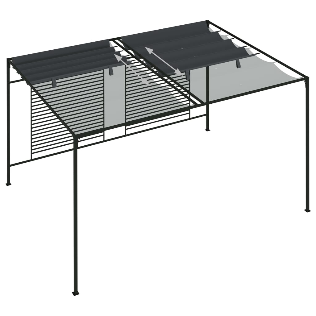 vidaXL Sjenica s pomičnim krovom 4 x 3 x 2,3 m antracit 180 g/m²