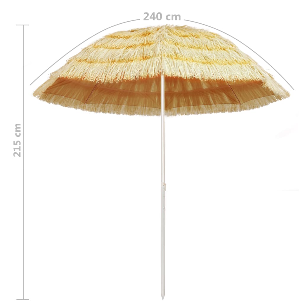 vidaXL Suncobran za plažu u havajskom stilu 240 cm prirodni