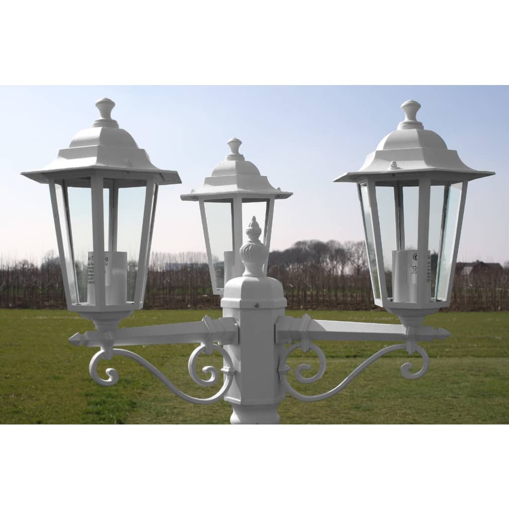 Vrtna stupna svjetiljka 3-lanterne 215 cm bijela