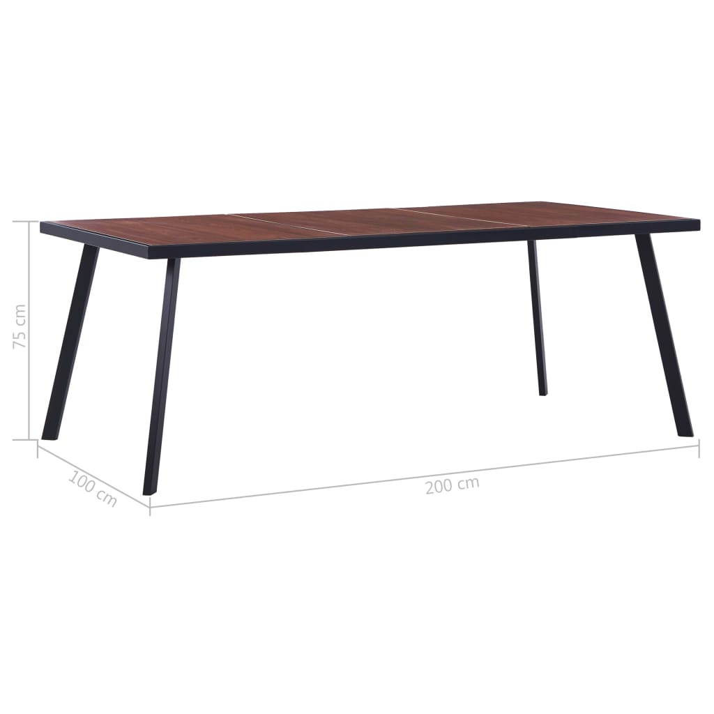 vidaXL Blagovaonski stol prirodni i crni 200 x 100 x 75 cm MDF