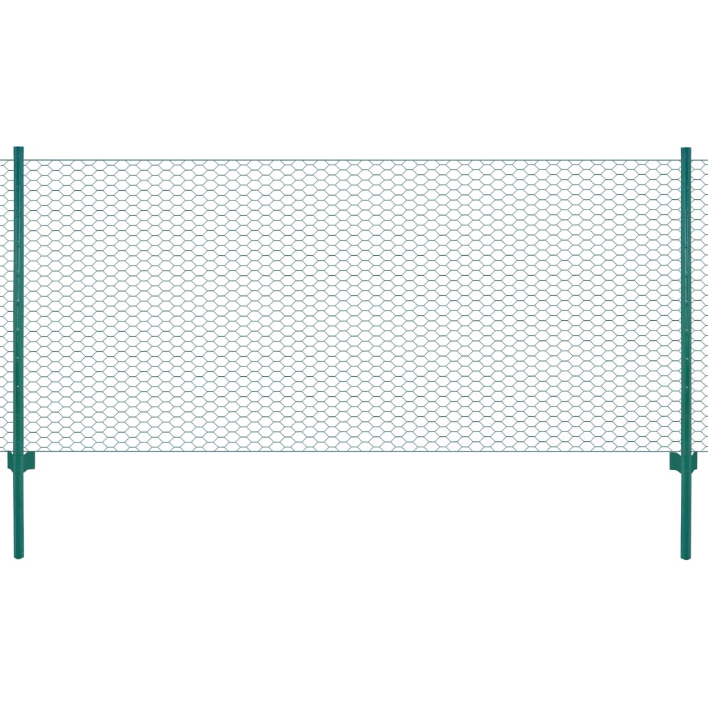 vidaXL Ograda od žičane mreže sa stupovima čelična 25 x 0,75 m zelena