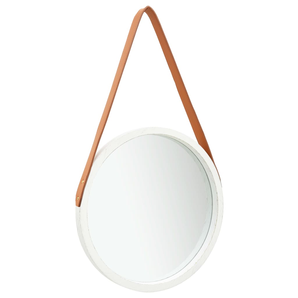 vidaXL Zidno ogledalo s remenom 40 cm bijelo