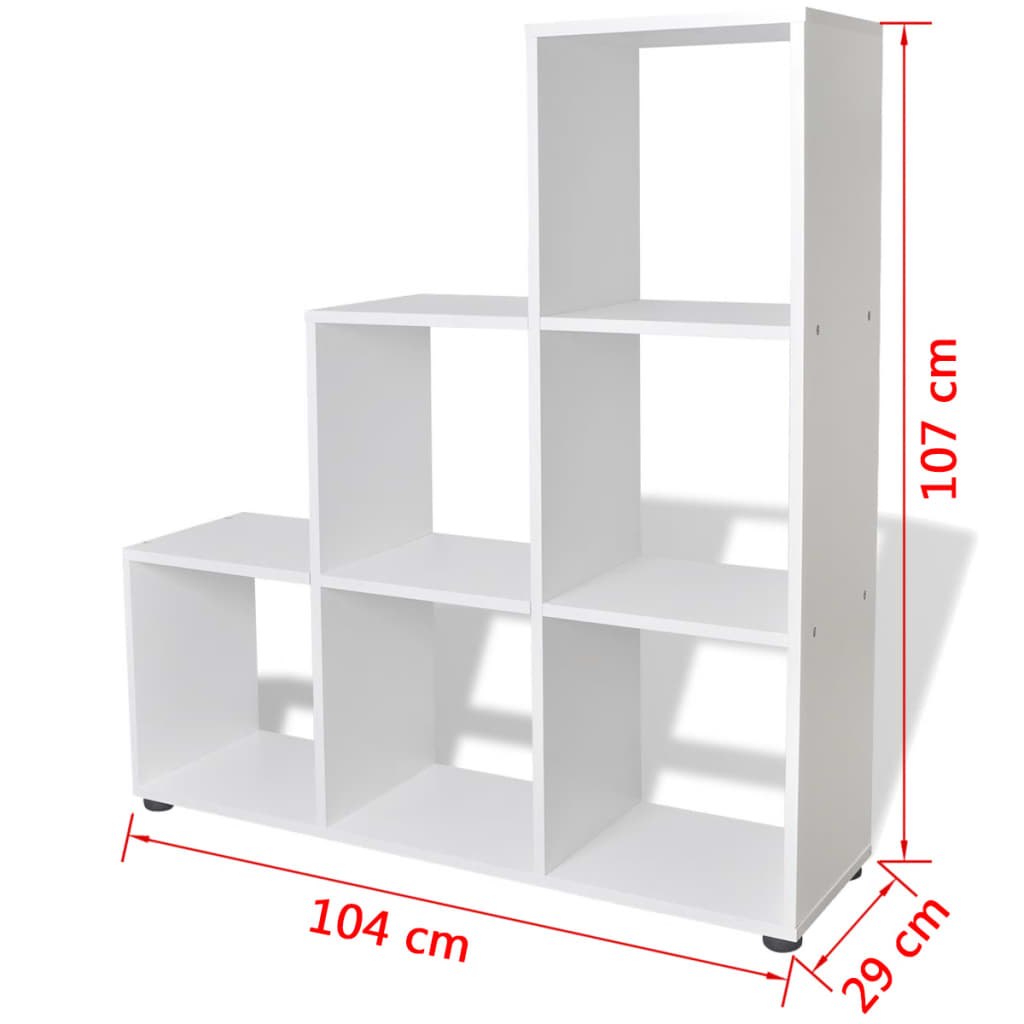 vidaXL Police za knjige/izlaganje u obliku stepeništa 107 cm bijele
