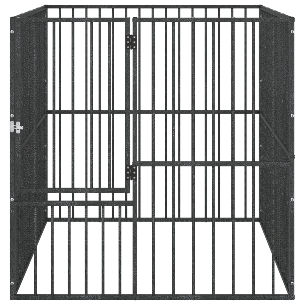 vidaXL Ograda za pse s 4 panela crna od pocinčanog čelika