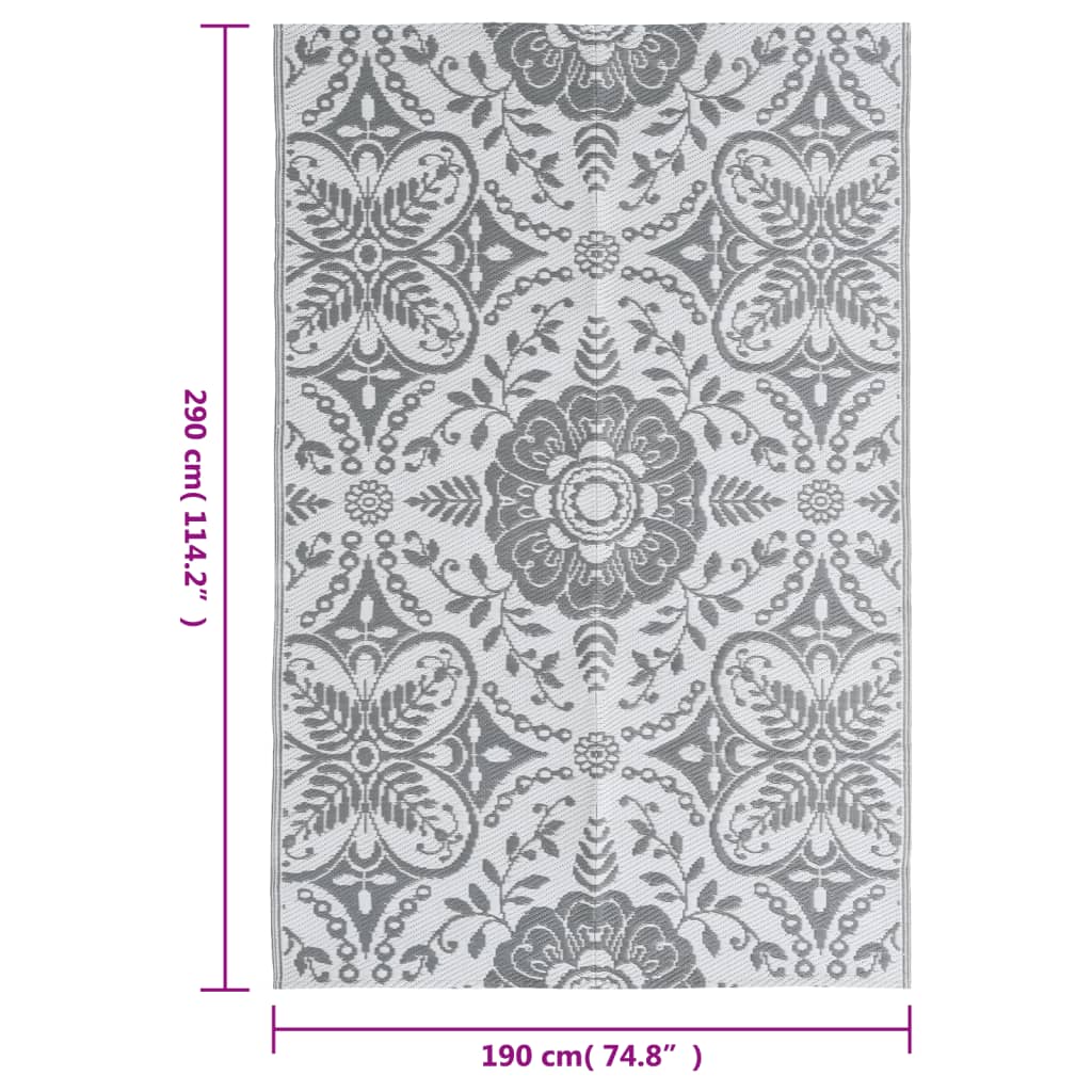 vidaXL Vanjski tepih svjetlosivi 190 x 290 cm PP