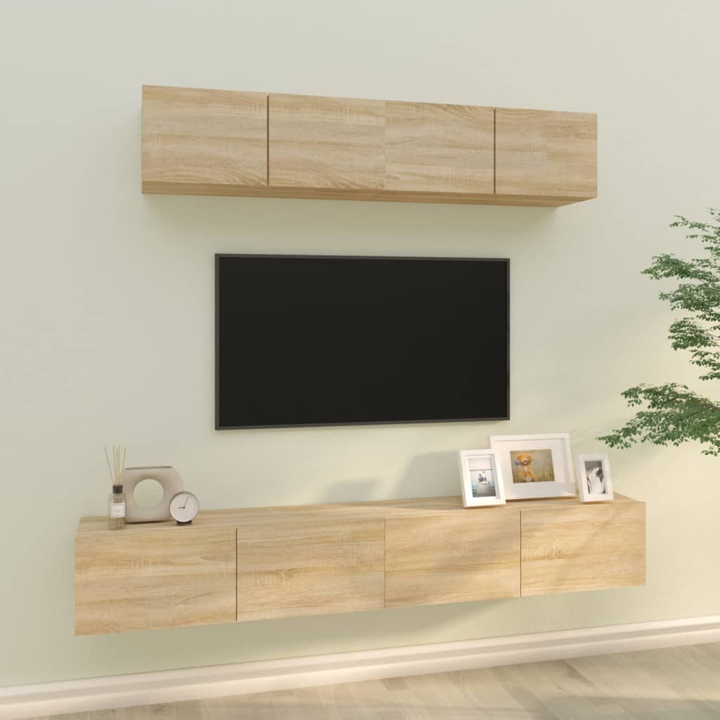 vidaXL 4-dijelni set TV ormarića boja hrasta sonome konstruirano drvo