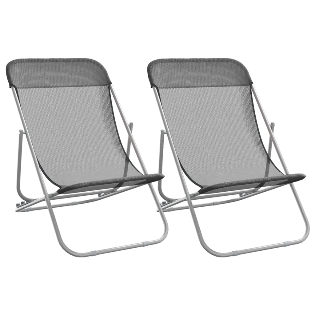 vidaXL Sklopive stolice za plažu 2 kom sive od tekstilena i čelika
