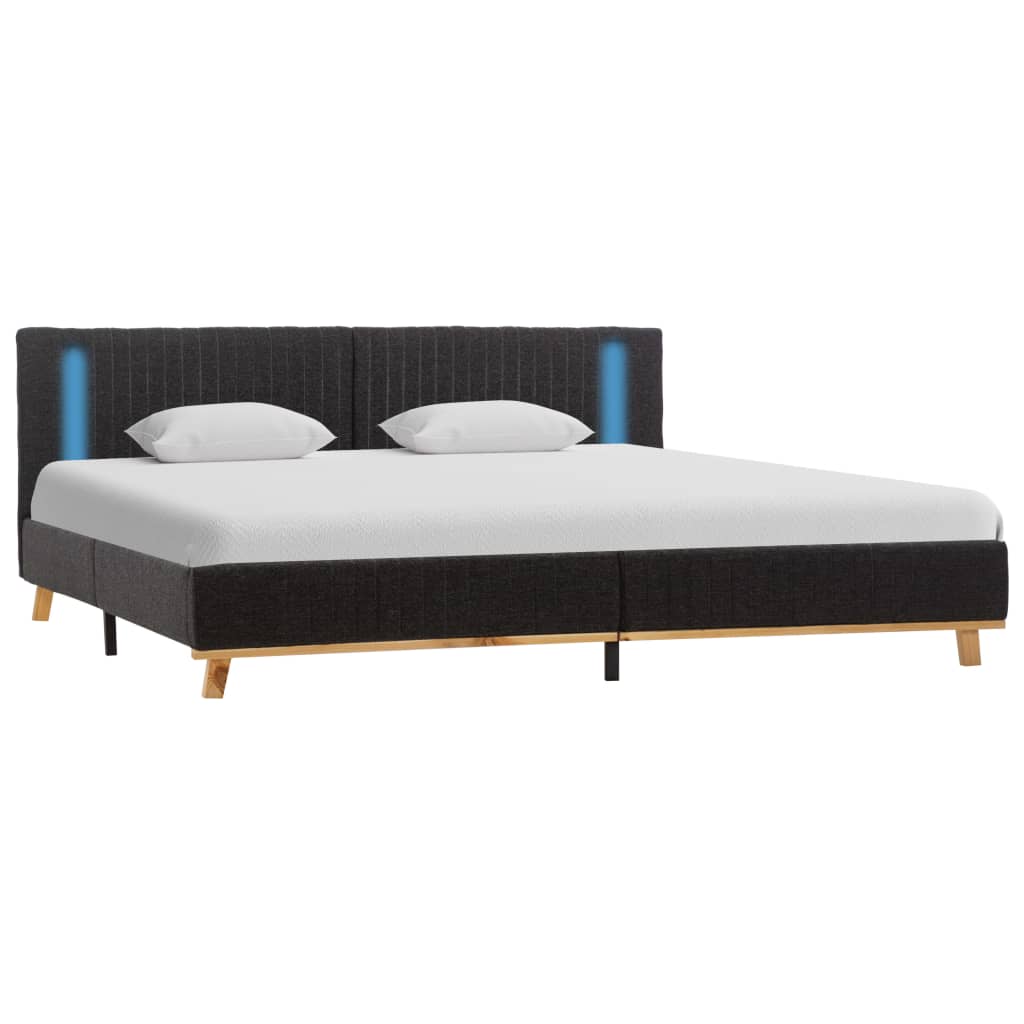 vidaXL Okvir za krevet od tkanine LED tamnosivi 180 x 200 cm