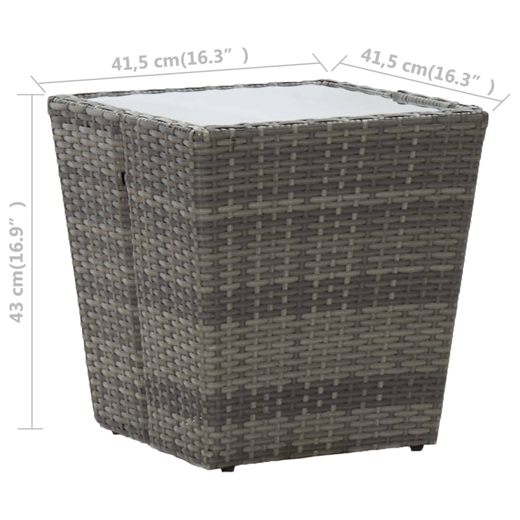 vidaXL Stolić za čaj sivi 41,5x41,5x43cm poliratana od kaljenog stakla