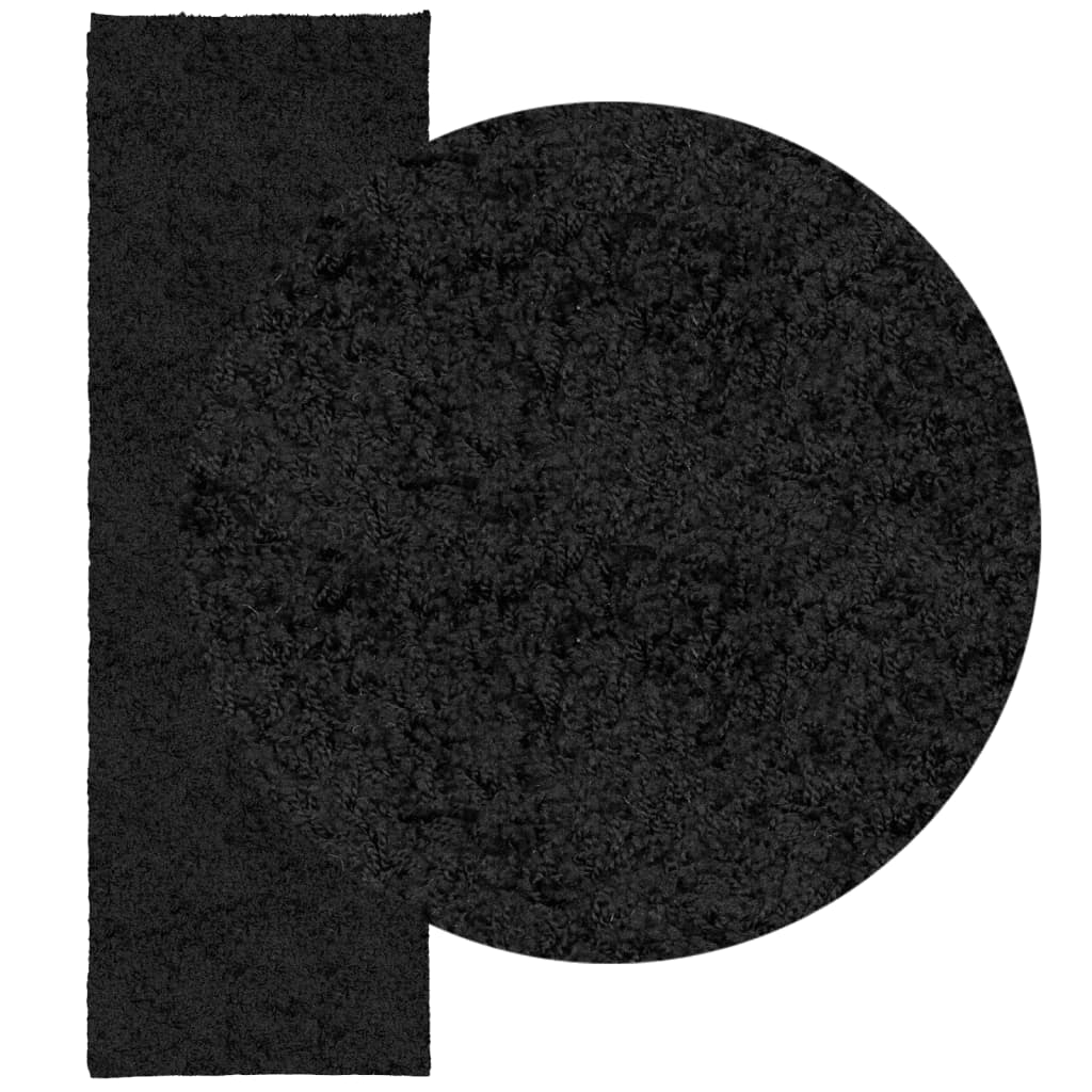 vidaXL Čupavi tepih PAMPLONA s visokim vlaknima moderni crni 80x250 cm