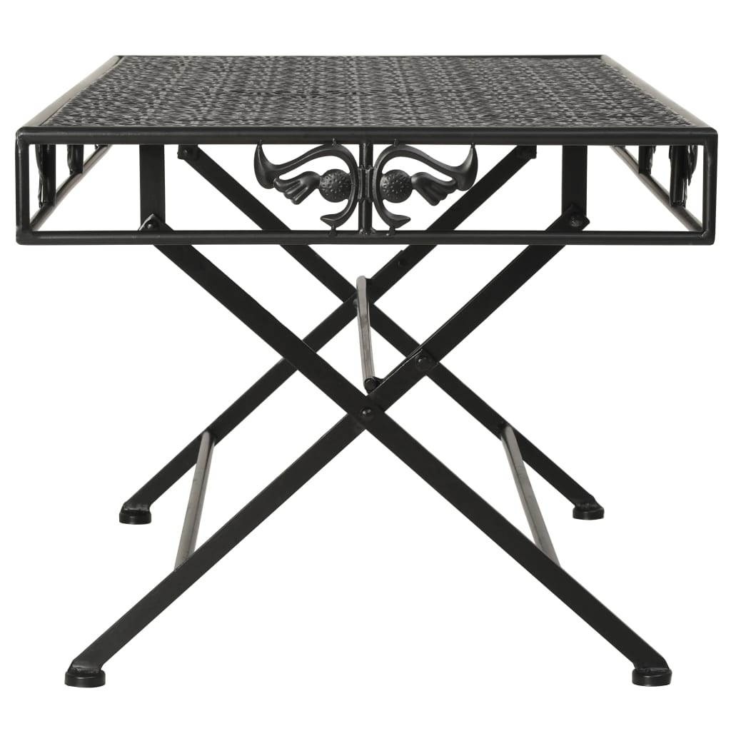vidaXL Sklopivi stolić za kavu od metala starinski 100x50x45 cm crni