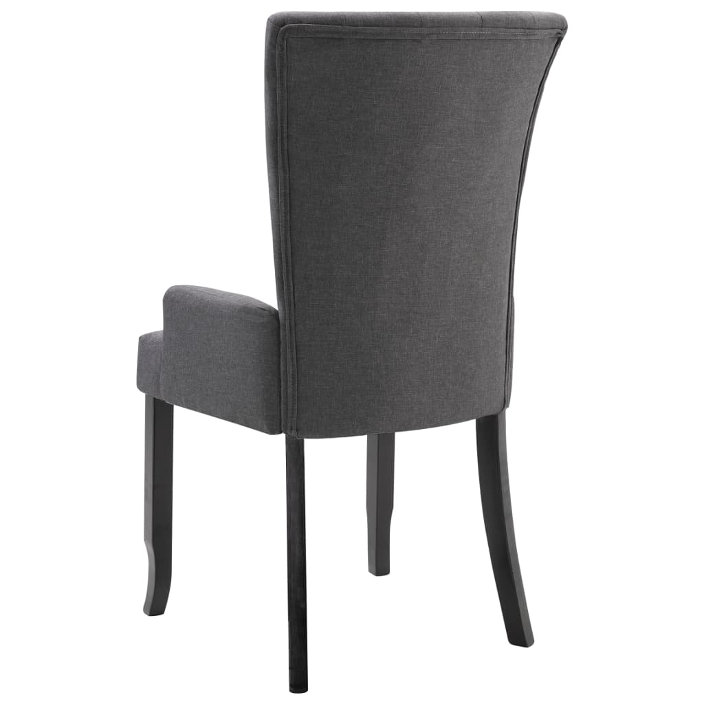 vidaXL Blagovaonska stolica od tkanine s naslonima za ruke tamnosiva