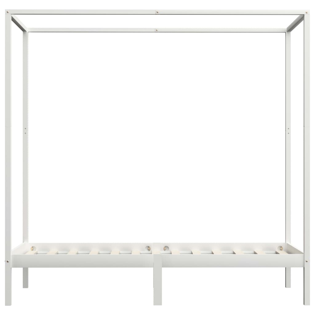 vidaXL Okvir za krevet s baldahinom od borovine bijeli 90 x 200 cm