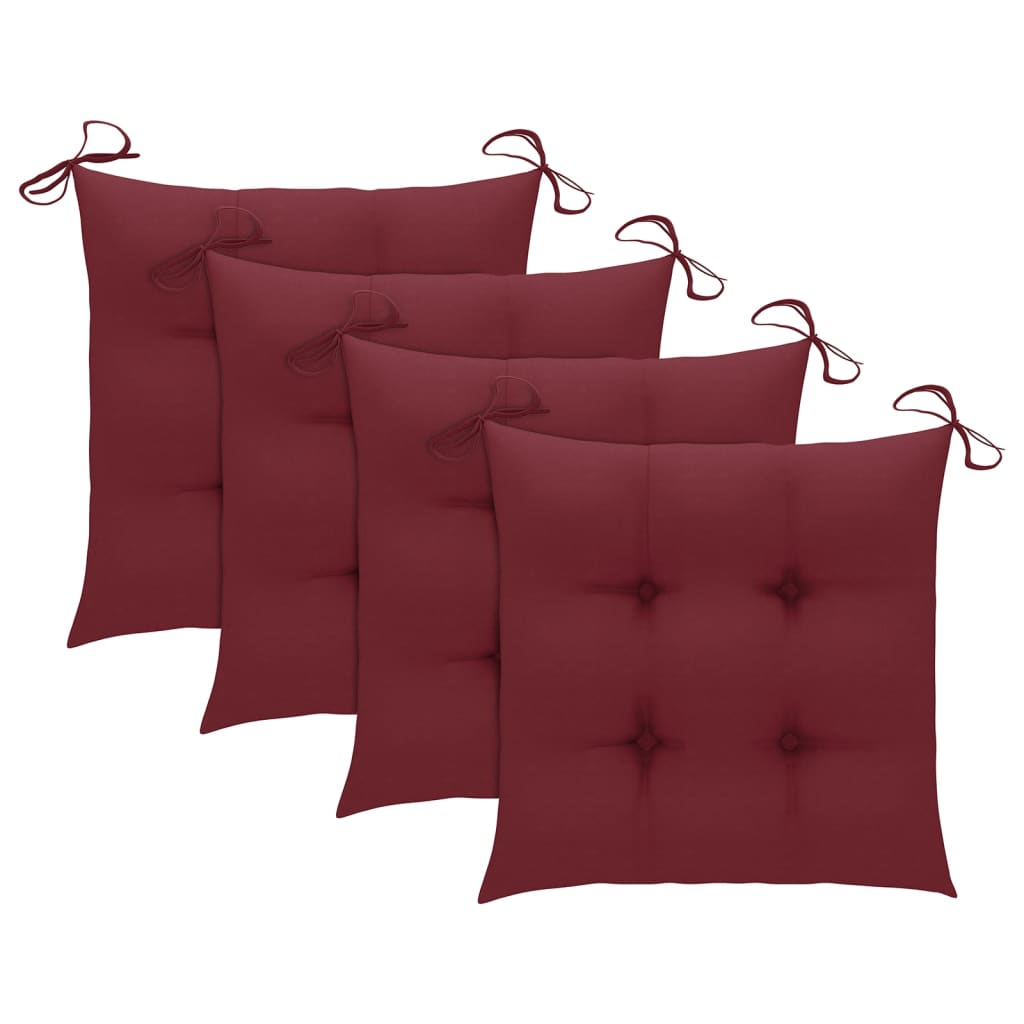 vidaXL Vrtne stolice s jastucima 4 kom od masivne tikovine